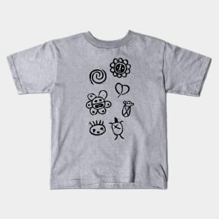 Taino Block Printed Symbols (Black Ink Version) Kids T-Shirt